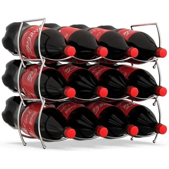 Simple Stackable 3-Tier Wine Rack Holds 12 Bottles Chrome Finish Space-Saving - Picture 4 of 9